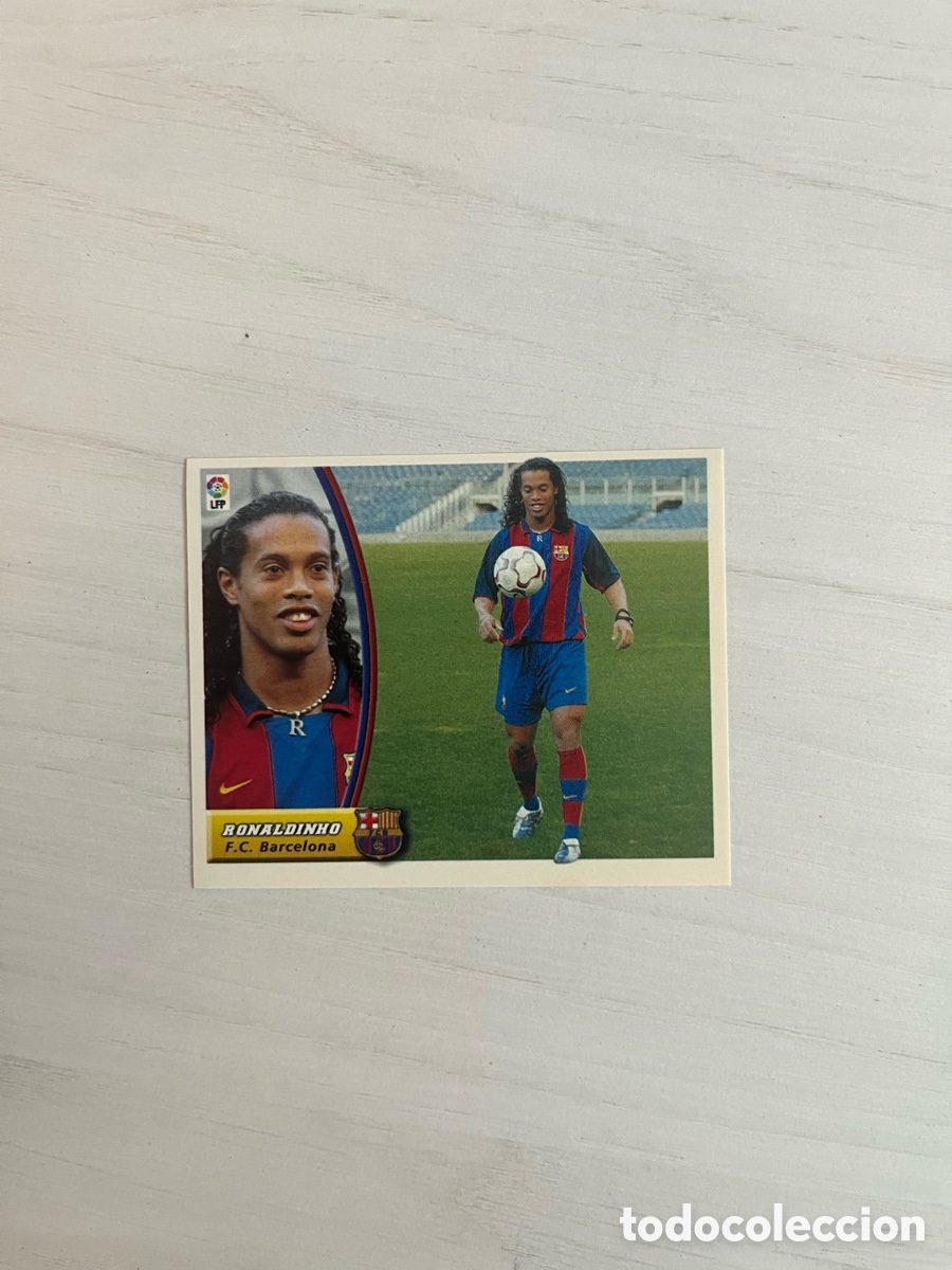 Cromos de F&uacute;tbol: Ronaldinho FC Barcelona Liga este 2003 2004 Fichaje 10 versi&oacute;n Sin pegar Nuevo de sobre