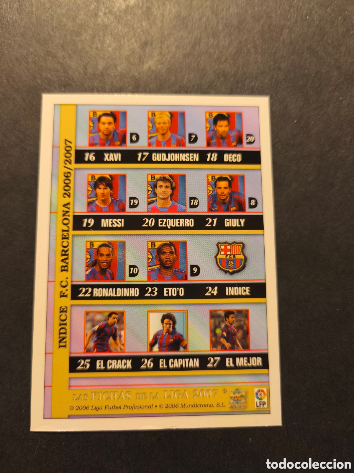 Football Stickers: MESSI INDICE 2006/2007 FC BARCELONA MUNDICROMO FICHAS DE LA LIGA 2007