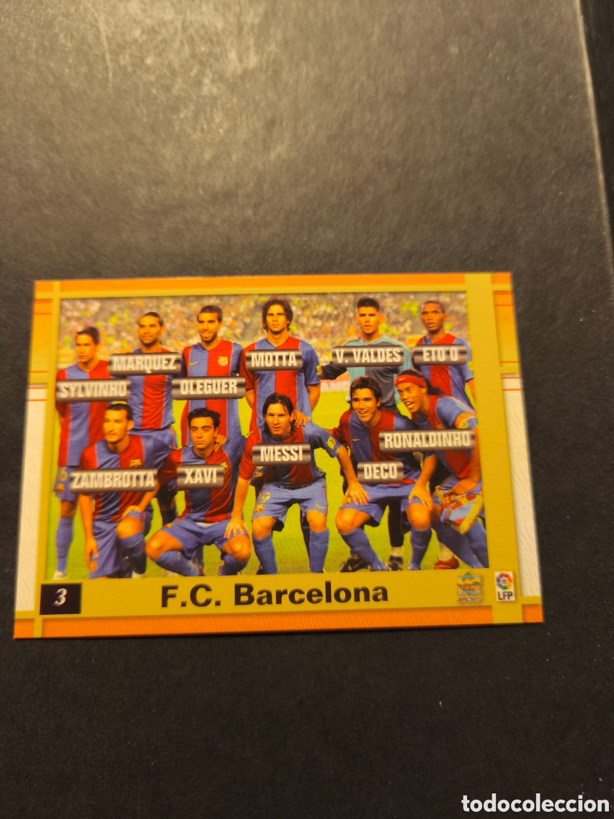 Football Stickers: N&ordm;3 MESSI ALINEACION 2006/2007 FC BARCELONA MUNDICROMO FICHAS DE LA LIGA 2007