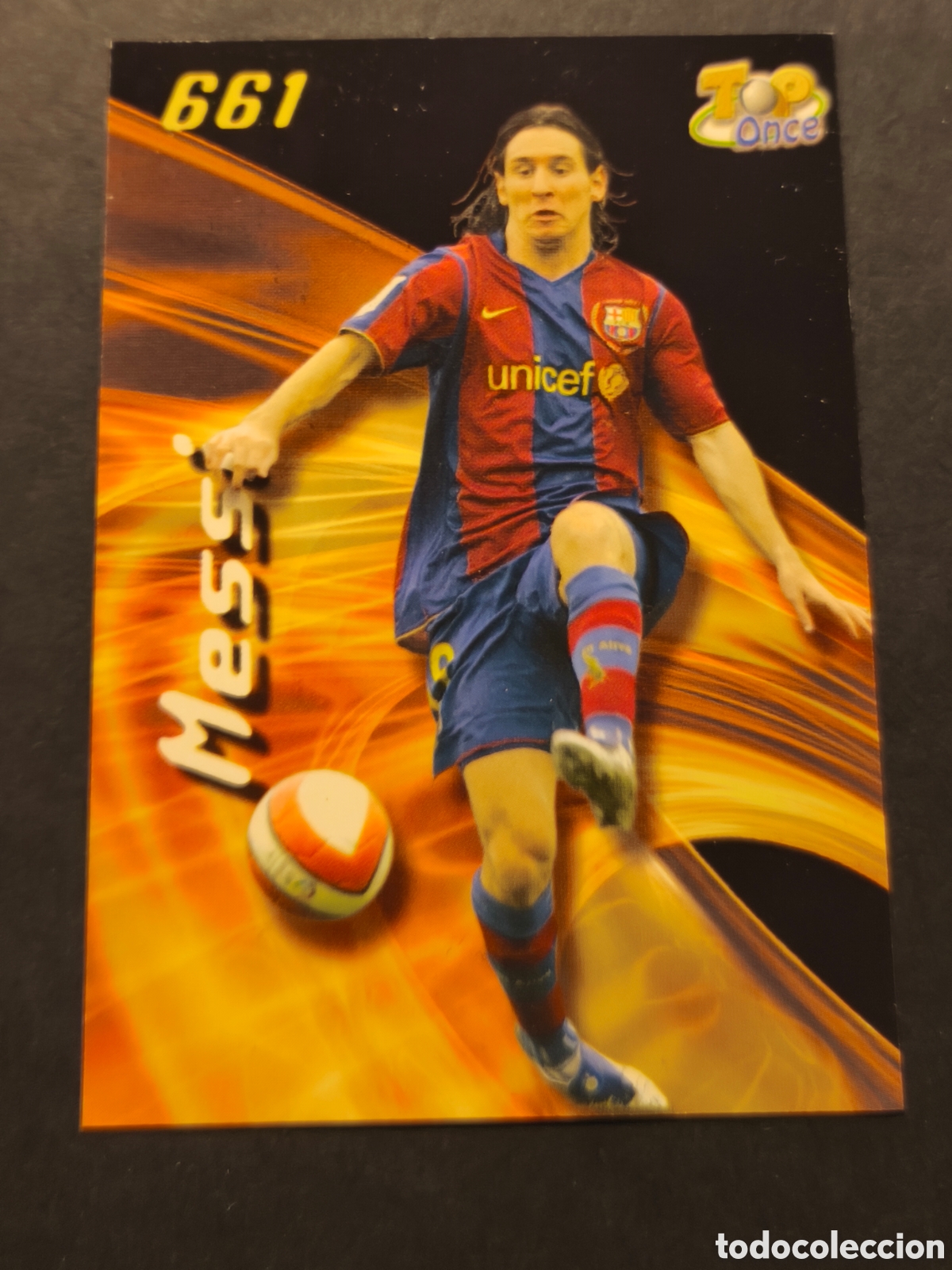 Football Stickers: N&ordm;661 MESSI TOP ONCE FC BARCELONA MUNDICROMO 2008 VERSION PUNTAS CUADRADAS MATE