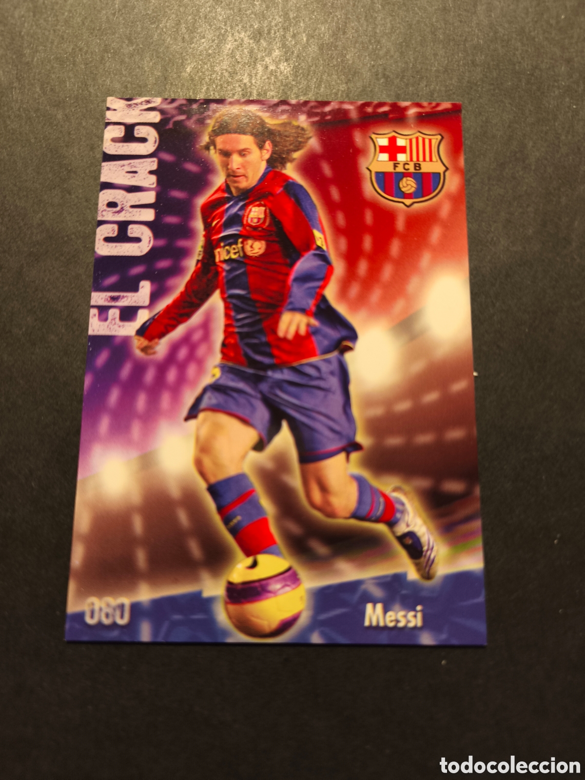 Football Stickers: N&ordm; 080 MESSI EL CRACK FC BARCELONA MUNDICROMO 2009 VERSI&Oacute;N FONDO MATE PUNTAS CUADRADAS