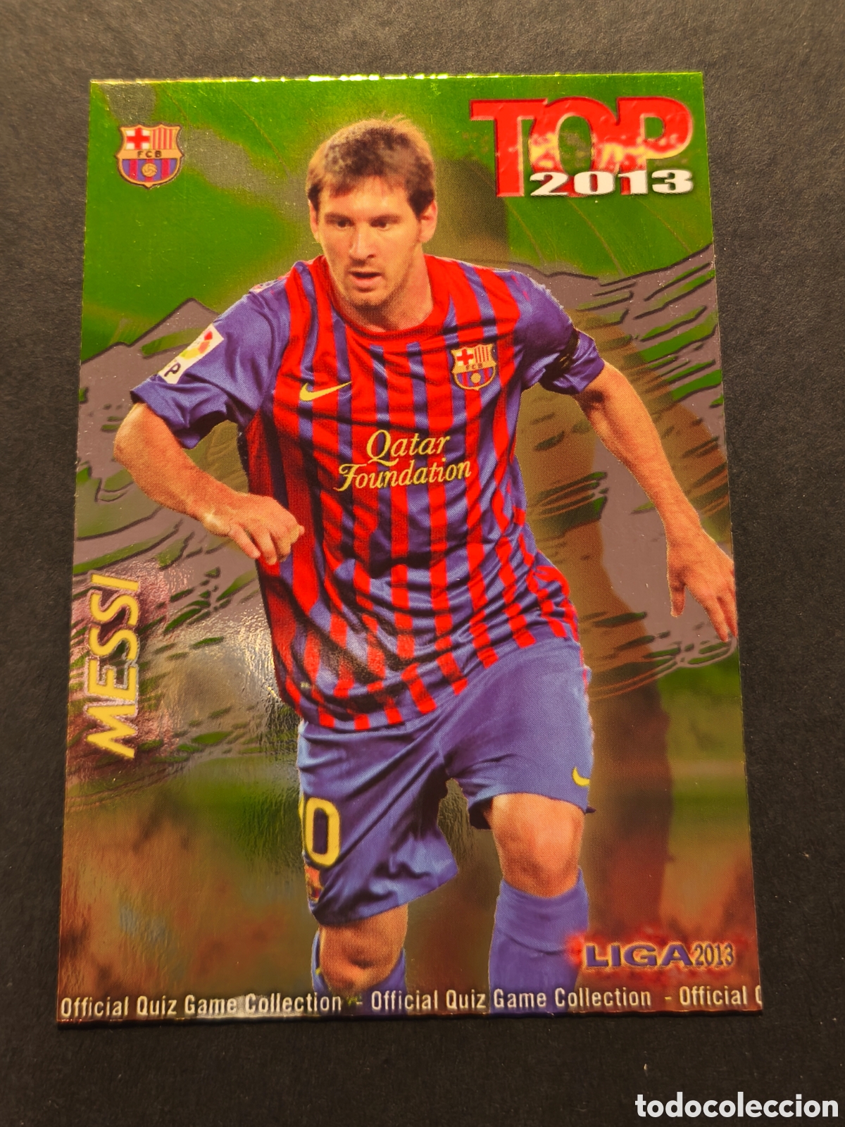 Figurine di Calcio: N&ordm; 595 MESSI TOP FC BARCELONA MUNDICROMO 2013 VERSION FONDO VERDE