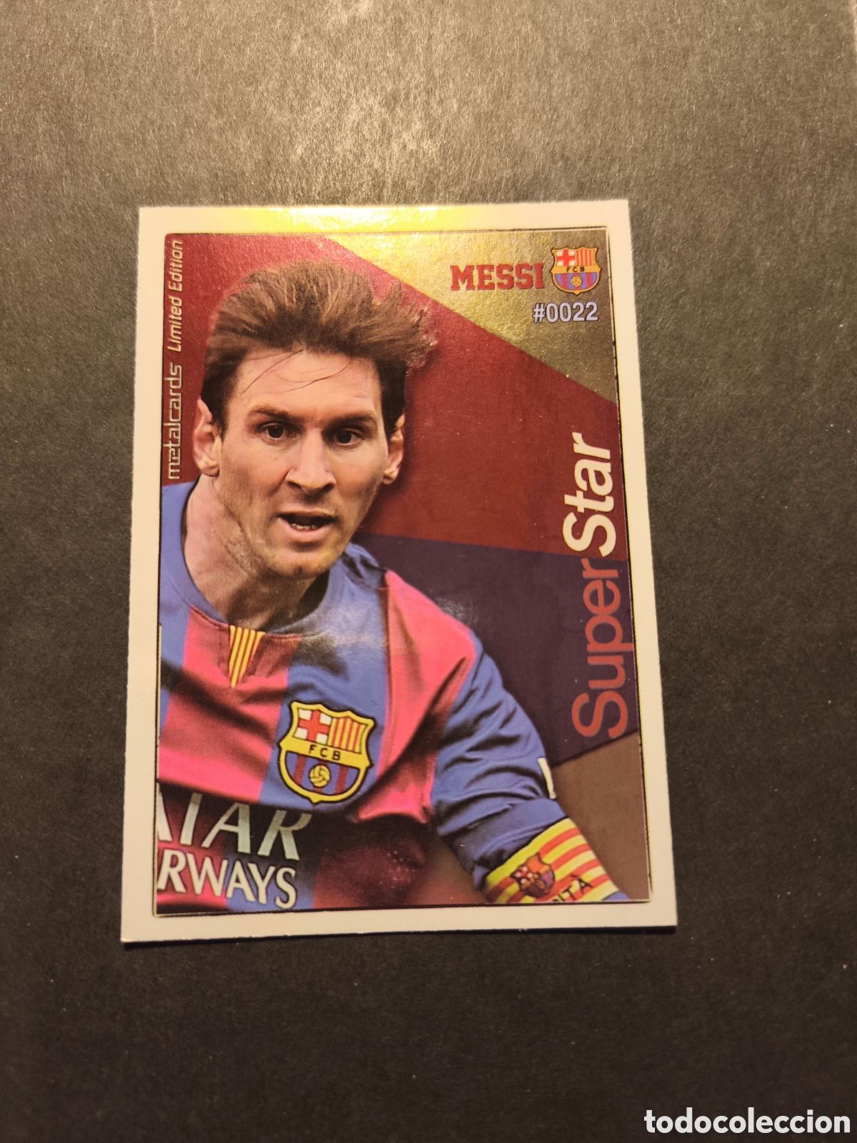 Football Stickers: N&ordm;22 MESSI SUPER STAR FC BARCELONA MUNDICROMO 2016 VERSI&Oacute;N METALCARD LIMITED EDITION
