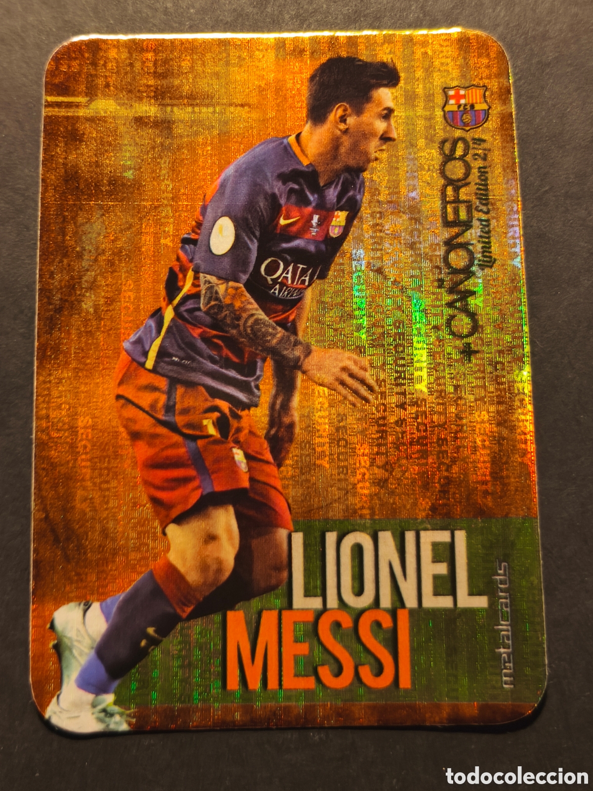 Football Stickers: MESSI +CA&Ntilde;ONEROS FC BARCELONA MUNDICROMO 2016 VERSI&Oacute;N FONDO SECURITY