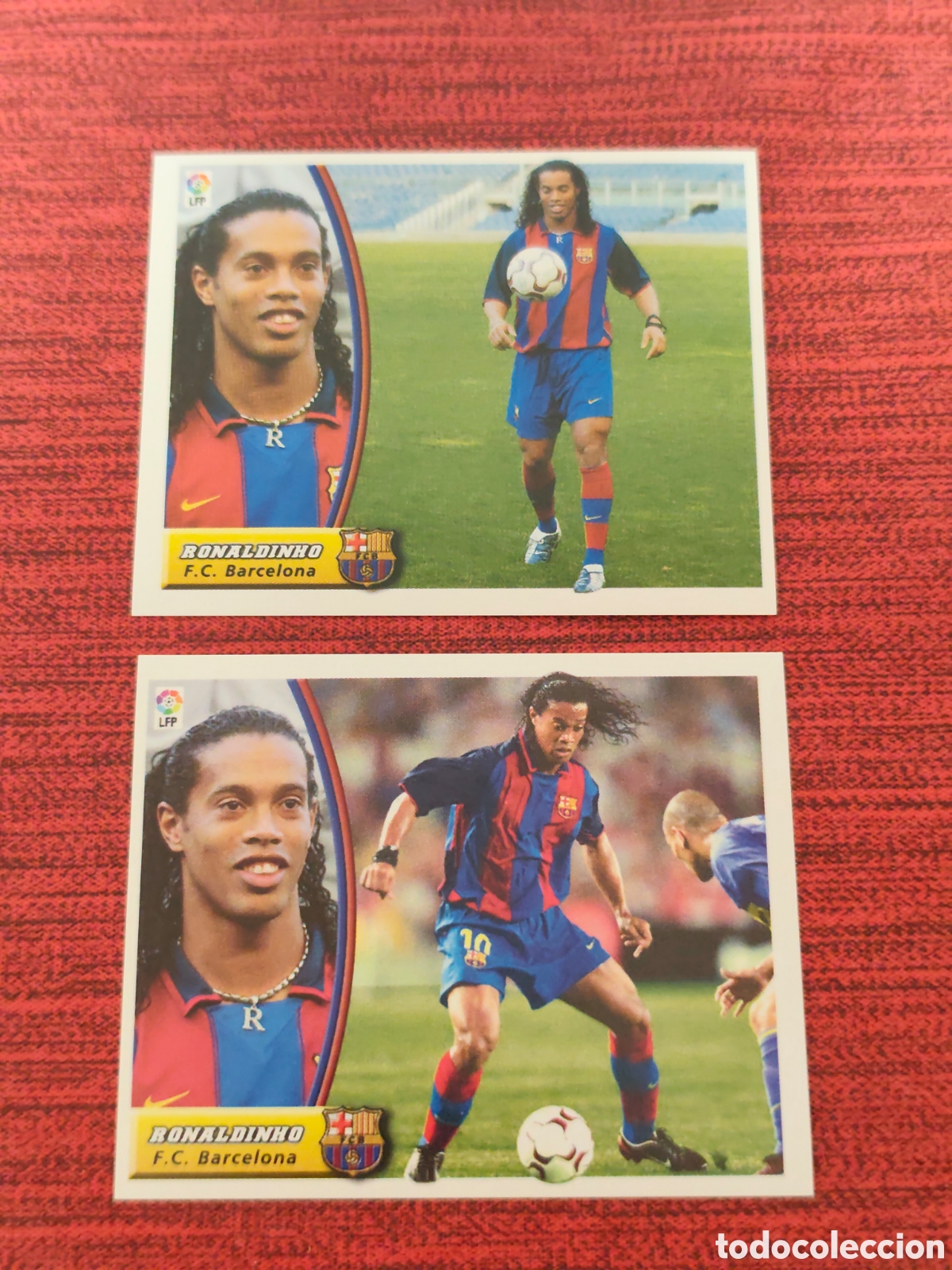 Cromos de F&uacute;tbol: DOBLE VERSI&Oacute;N FICHAJE 10 RONALDINHO FC BARCELONA EDICIONES ESTE LIGA 2003 2004
