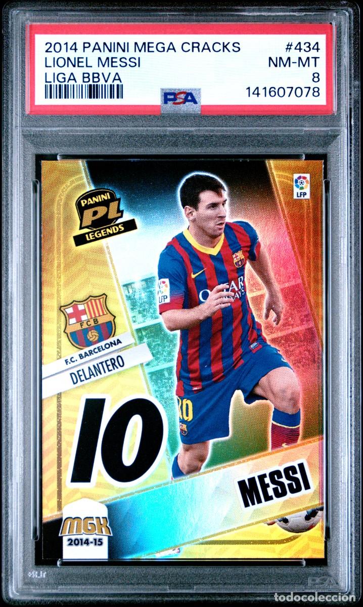 Cromos de F&uacute;tbol: Lionel Messi #434 FC Barcelona Panini Megacracks 2014 2015 PSA 8