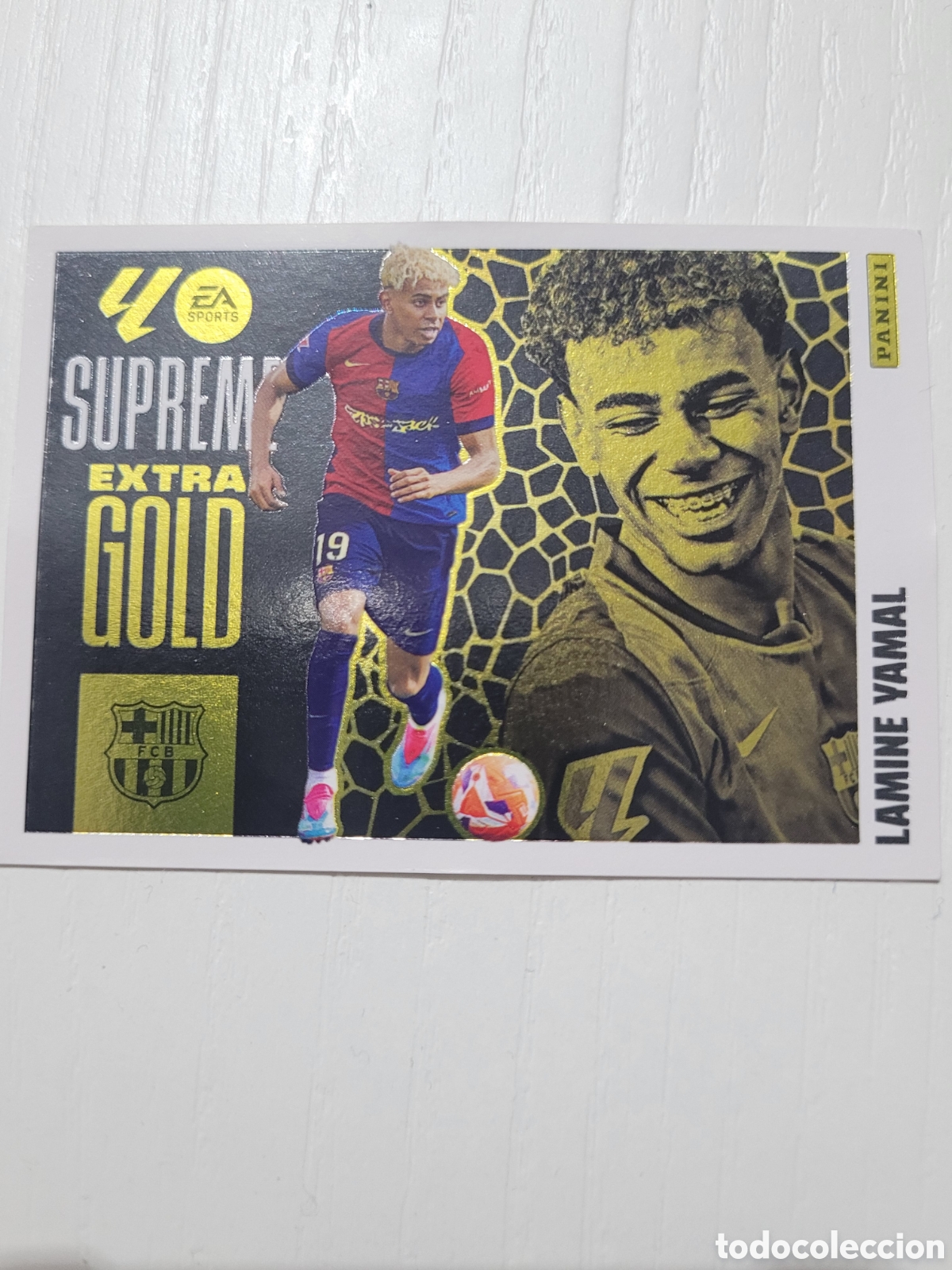 Cromos de F&uacute;tbol: Cromo Supreme Extra Gold Lamine Yamal