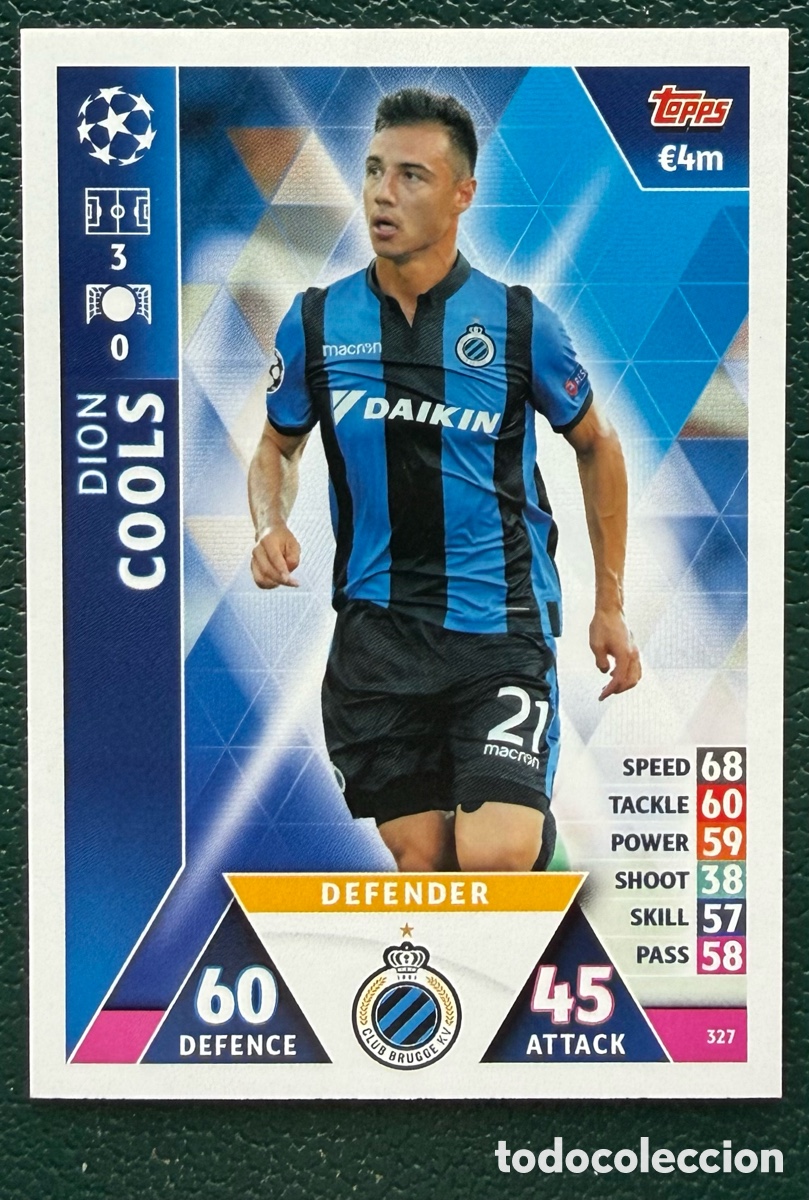 Cromos de Futebol: 327 DION COOLS CLUB BRUGGE FICHAS ALBUM MATCH ATTAX CHAMPIONS TOPPS 2018 2019 18 19