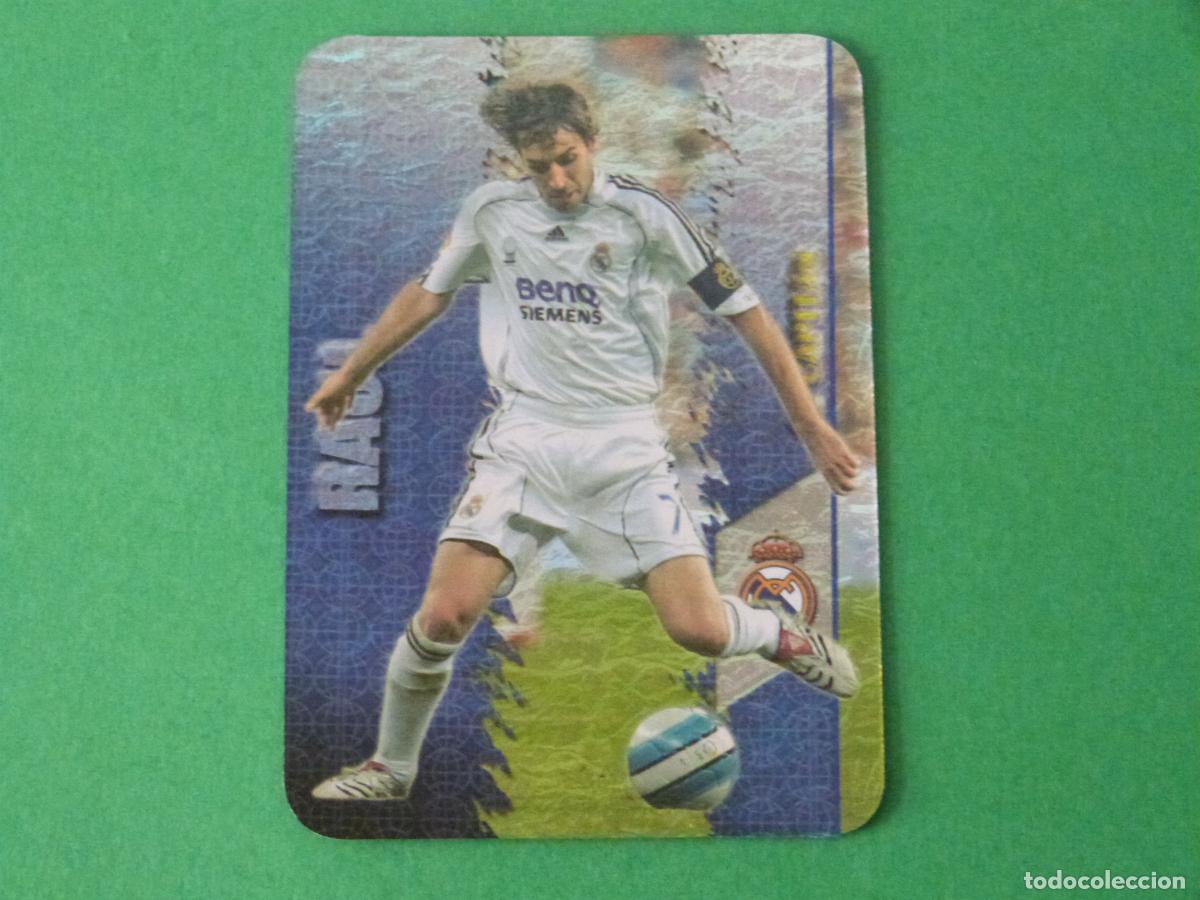 Cromos de F&uacute;tbol: TRADING CARD FUTBOL RAUL REAL MADRID BRILLO JASPEADO N&ordm; 25 FICHAS LIGA MUNDICROMO 2007-2008/07-08