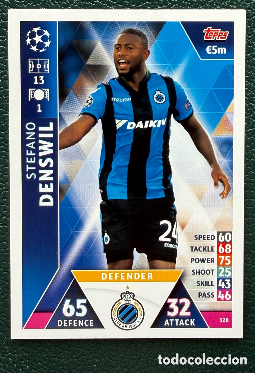 Cromos de Futebol: 328 STEFANO DENSWIL CLUB BRUGGE FICHAS ALBUM MATCH ATTAX CHAMPIONS TOPPS 2018 2019 18 19