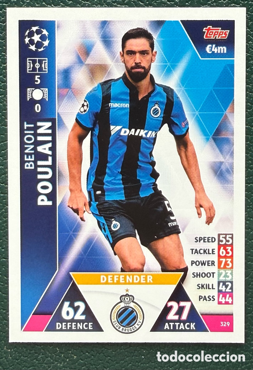Cromos de Futebol: 329 BENOIT POULAIN CLUB BRUGGE FICHAS ALBUM MATCH ATTAX CHAMPIONS TOPPS 2018 2019 18 19