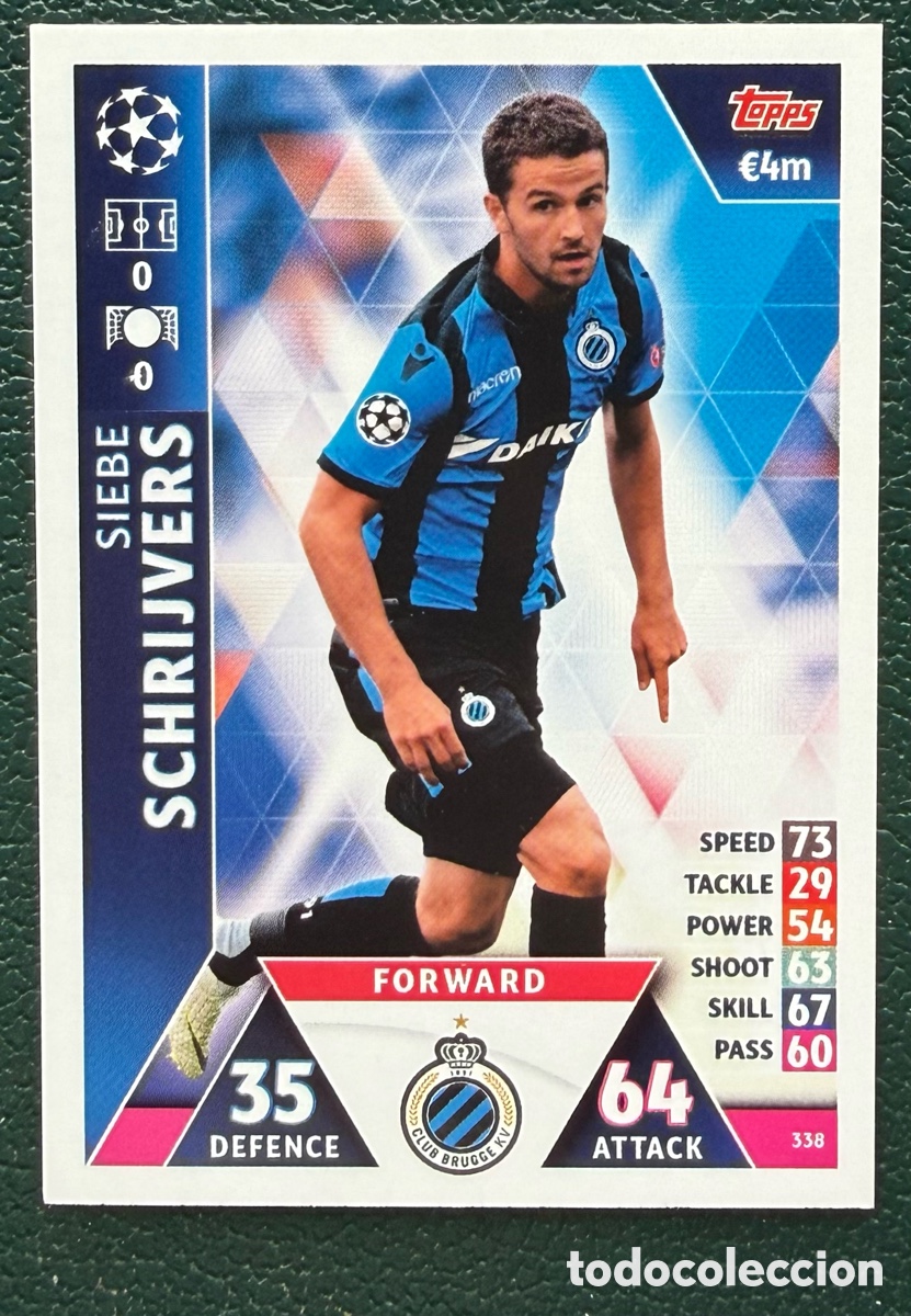 Cromos de Futebol: 338 SIEBE SCHRIJVERS CLUB BRUGGE FICHAS ALBUM MATCH ATTAX CHAMPIONS TOPPS 2018 2019 18 19
