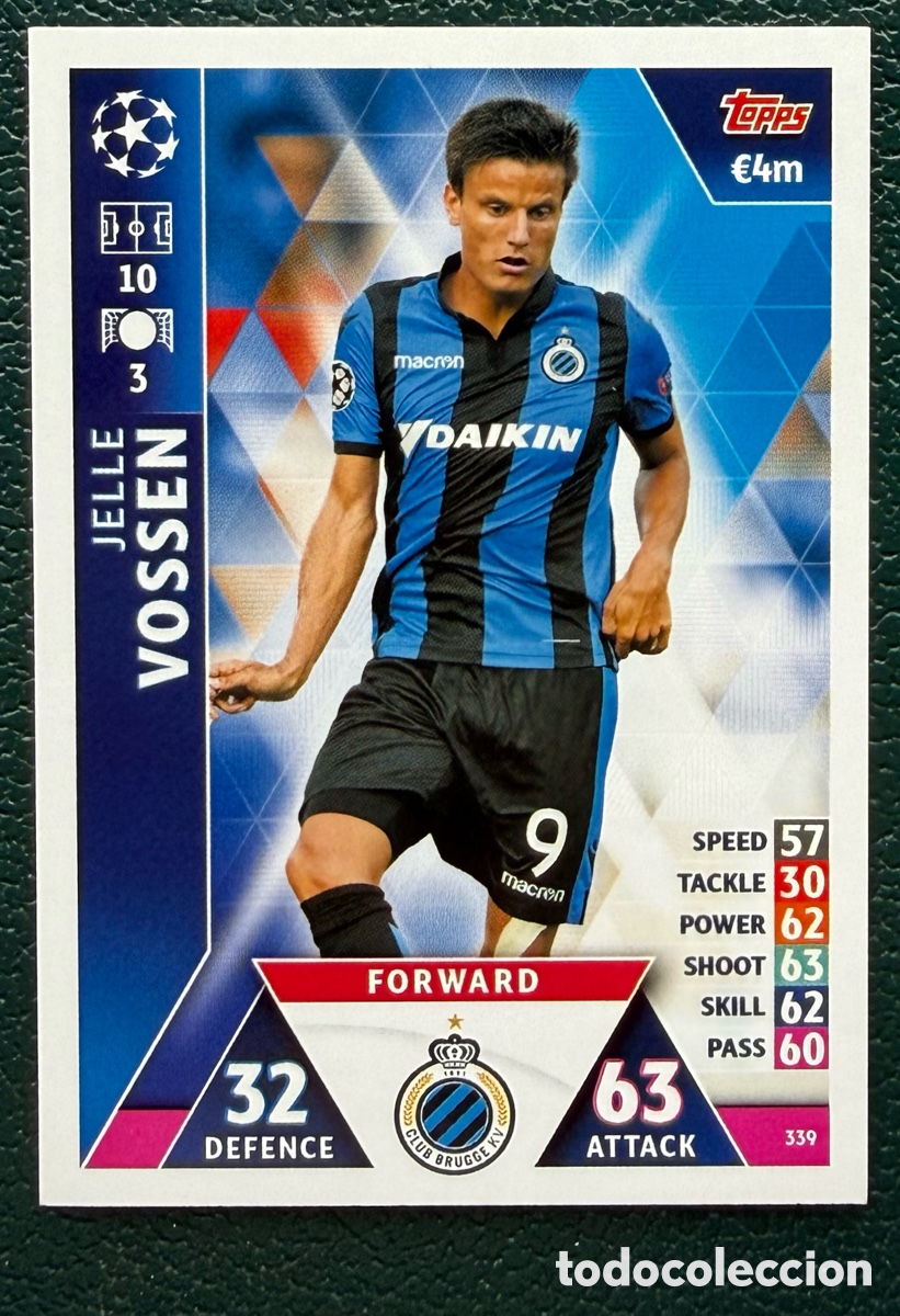 Cromos de Futebol: 339 JELLE VOSSEN CLUB BRUGGE FICHAS ALBUM MATCH ATTAX CHAMPIONS TOPPS 2018 2019 18 19