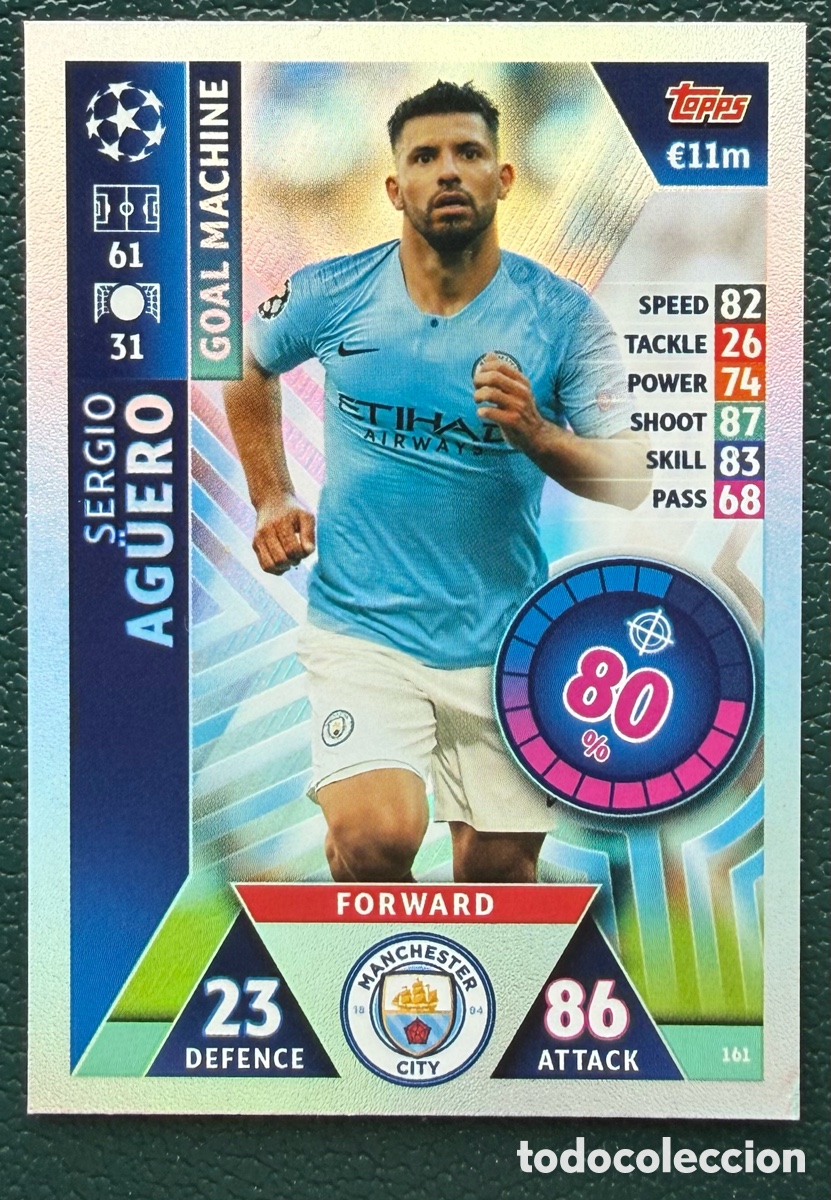 Cromos de Futebol: 161 SERGIO AGUERO MANCHESTER CITY FICHAS ALBUM MATCH ATTAX CHAMPIONS TOPPS 2018 2019 18 19