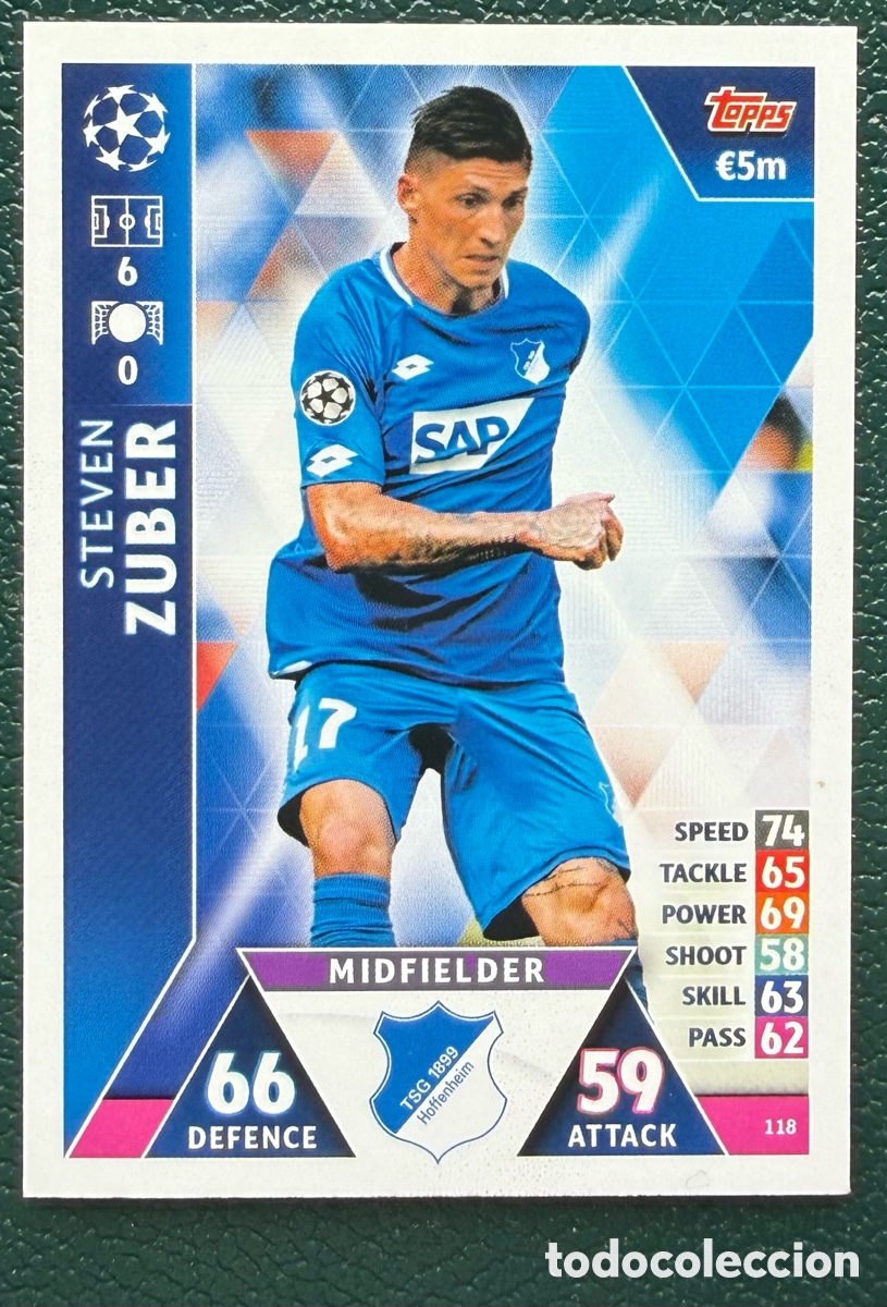 Figurine di Calcio: 118 STEVEN ZUBER TSG 1899 HOFFENHEIM FICHAS ALBUM MATCH ATTAX CHAMPIONS TOPPS 2018 2019 18 19