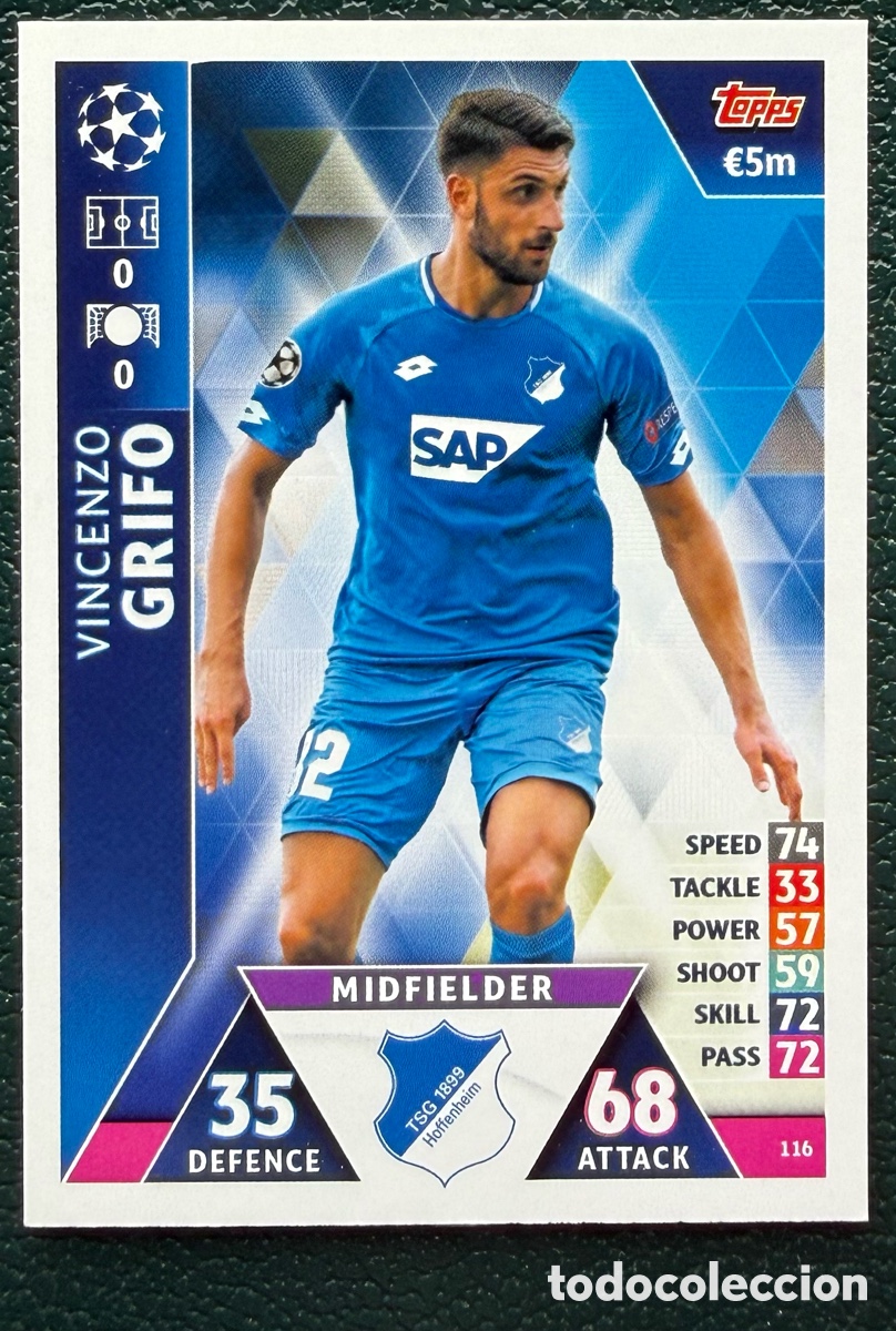 Cromos de Futebol: 116 VINCENZO GRIFO TSG 1899 HOFFENHEIM FICHAS ALBUM MATCH ATTAX CHAMPIONS TOPPS 2018 2019 18 19