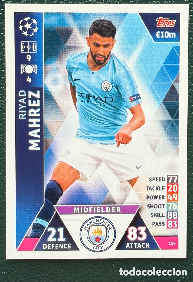 Cromos de Futebol: 154 RIYAD MAHREZ MANCHESTER CITY FICHAS ALBUM MATCH ATTAX CHAMPIONS TOPPS 2018 2019 18 19