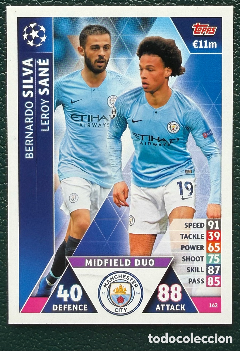 Figurine di Calcio: 162 BERNARDO SILVA / SANE MANCHESTER CITY FICHAS ALBUM MATCH ATTAX CHAMPIONS TOPPS 2018 2019 18 19