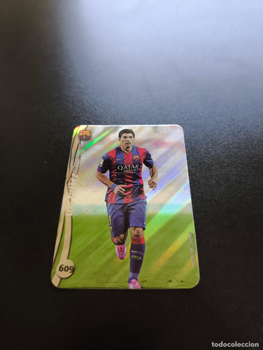 Cromos de F&uacute;tbol: 609 LUIS SUAREZ BARCELONA BRILLO RAYAS PLATA MUNDICROMO LIGA 2014 2015 14 15 NO PANINI ESTE