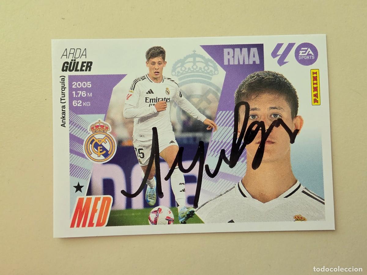 Cromos de F&uacute;tbol: Cromo firmado de Arda G&uuml;ler con aut&oacute;grafo, Real Madrid