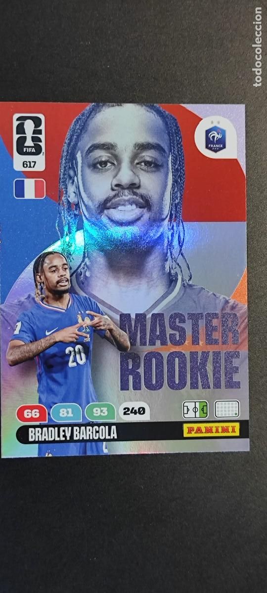 Cromos de F&uacute;tbol: ADRENALYN XL FIFA WORLD CUP 2026 CARD MASTER ROOKIE BARCOLA FRANCIA # 617 PANINI