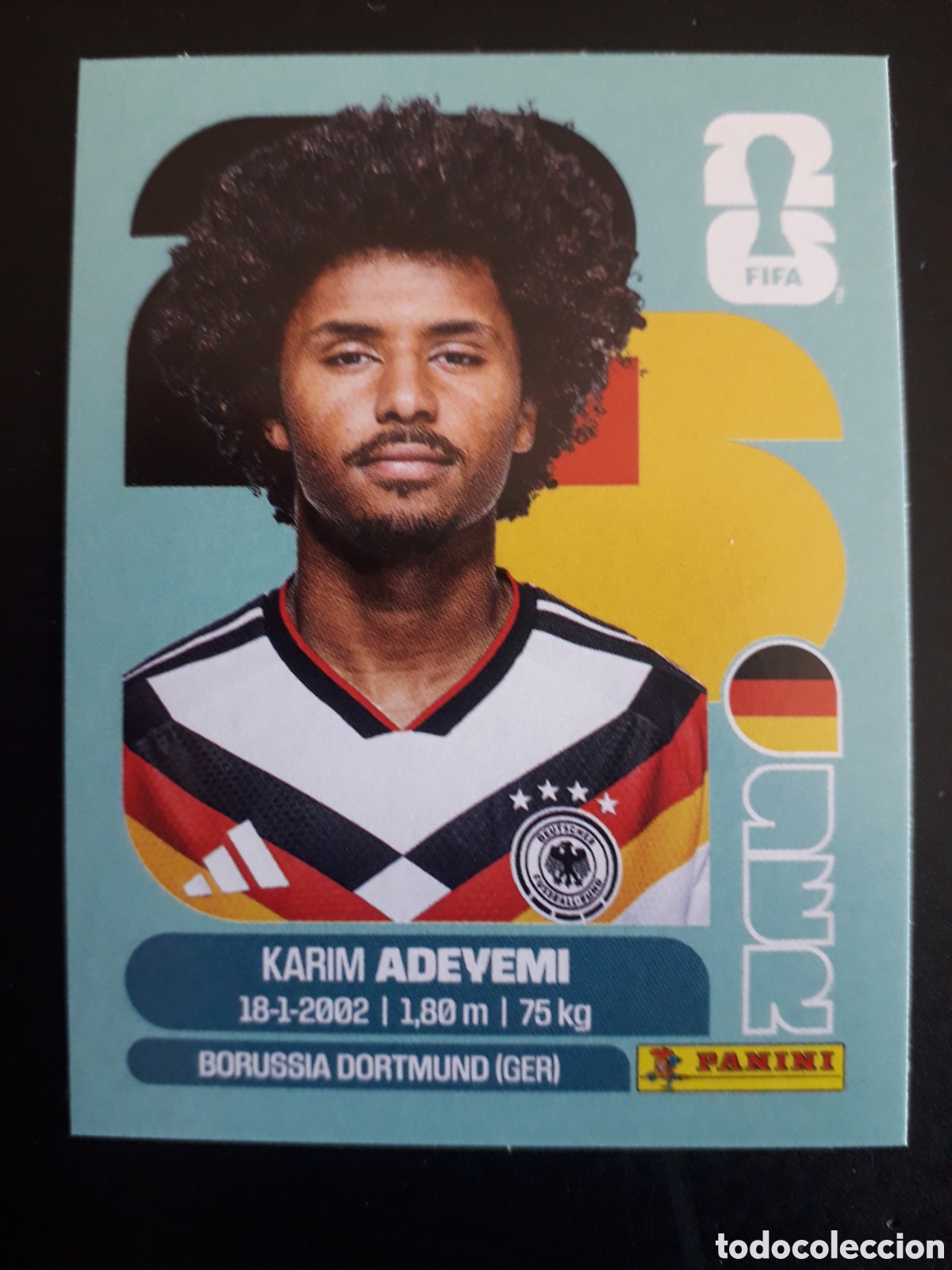 Cromos de F&uacute;tbol: ADEYEMI ALEMANIA GER 19 MUNDIAL F&Uacute;TBOL 2026 FIFA WORLD CUP PANINI SIN PEGAR PEDIDO M&Iacute;NIMO 3&euro;