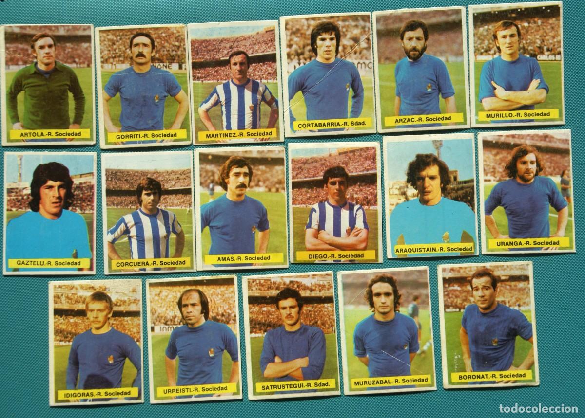 Cromos de F&uacute;tbol: ED. FINI 75 76 REAL SOCIEDAD. EQUIPO COMPLETO RECUPERADO. DEP LEGAL MA
