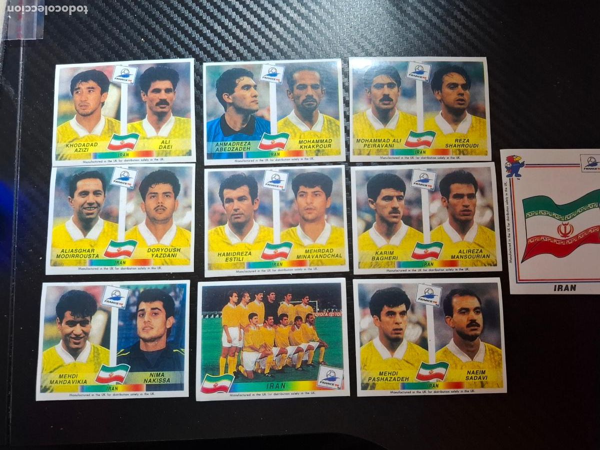 Fu&szlig;ball-Sticker: CROMOS FUTBOL MUNDIAL FRANCIA 98 PANINI 417 AL 426 IRAN NUNCA PEGADOS