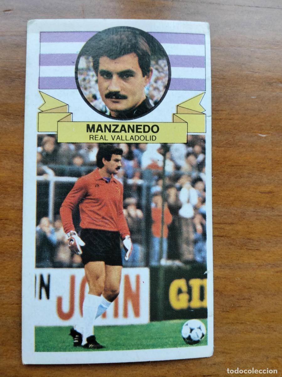 Fu&szlig;ball-Sticker: Manzanedo Valladolid sin pegar versi&oacute;n camiseta roja cromo &aacute;lbum liga Este 85 86