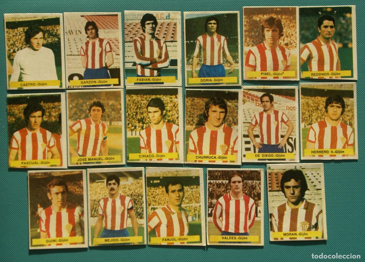 Cromos de F&uacute;tbol: ED. FINI 75 76 SPORTING GIJON. EQUIPO COMPLETO RECUPERADO. DEP LEGAL MA