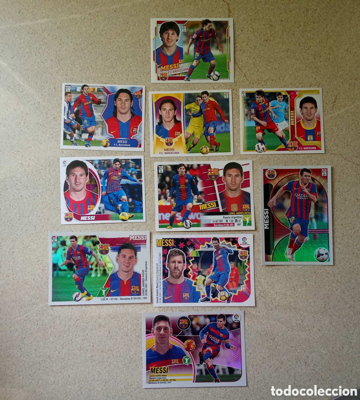 Figurine di Calcio: 10 CROMOS DIFERENTES MESSI BARCELONA LIGA ESTE NUEVOS DE SOBRE