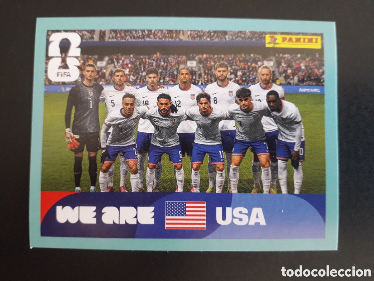 Cromos de F&uacute;tbol: EQUIPO ESTADOS UNIDOS USA 13 MUNDIAL F&Uacute;TBOL 2026 FIFA WORLD CUP PANINI SIN PEGAR PEDIDO M&Iacute;NIMO 3&euro;