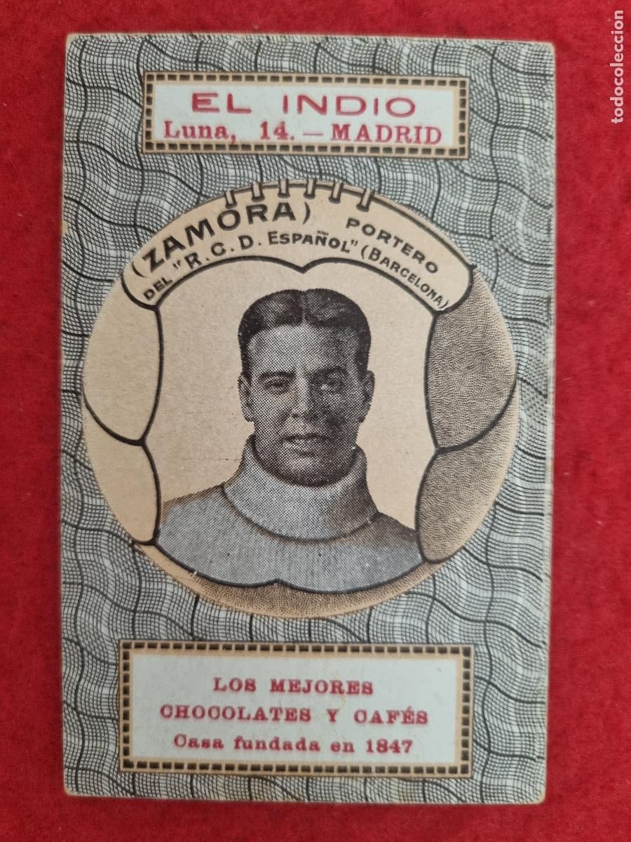 Cromos de F&uacute;tbol: CROMO FUTBOL RICARDO ZAMORA DEL ESPA&Ntilde;OL CARTA O NAIPE ORIGINAL CF28