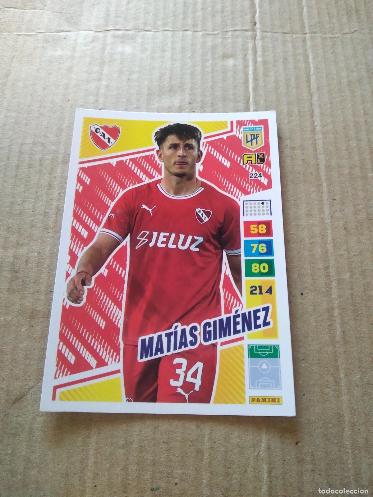 Football Stickers: 224 MATIAS GIMENEZ INDEPENDIENTE CROMO FUTBOL PANINI ARGENTINO 2023 LIGA ARGENTINA ADRENALYN