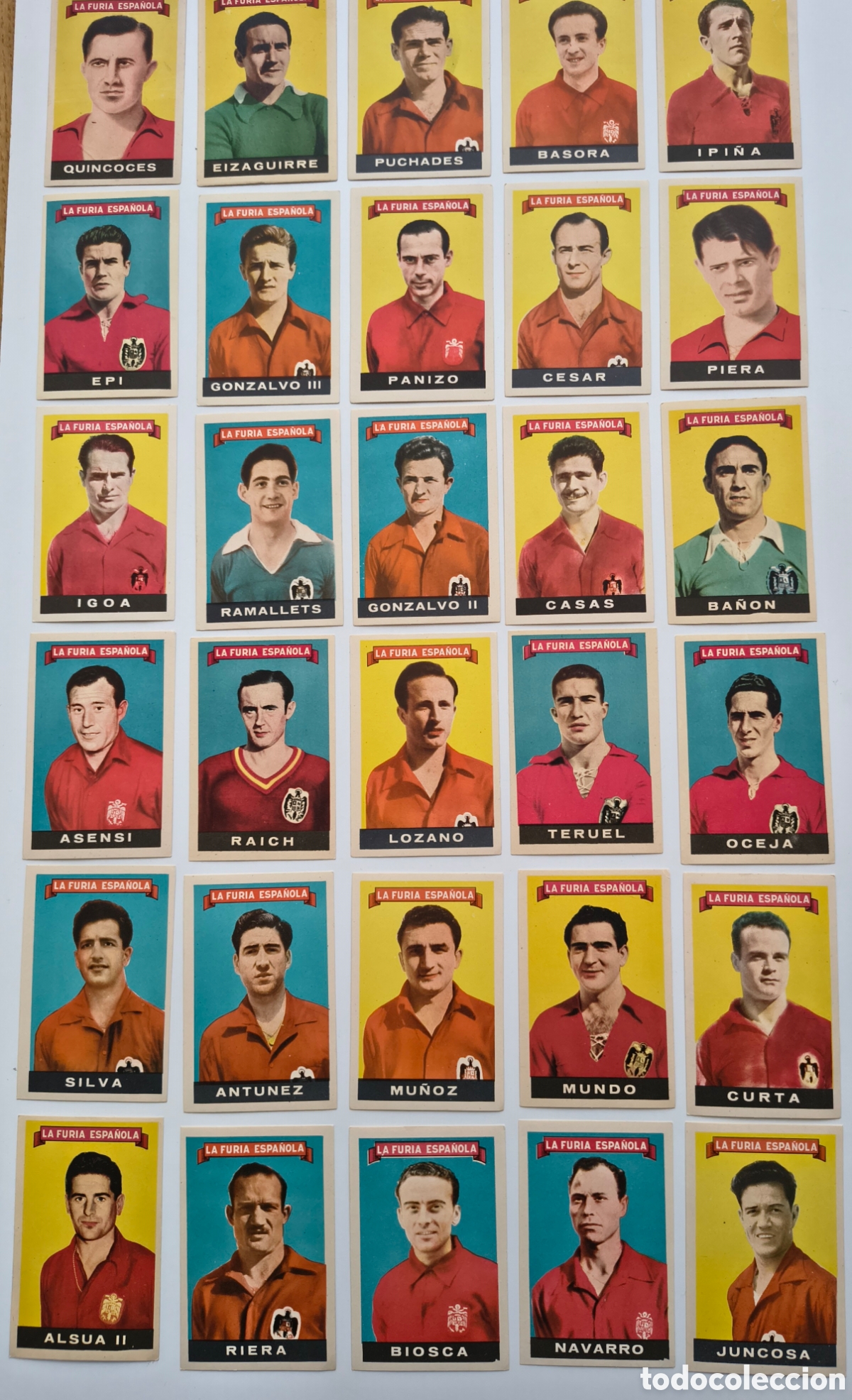Cromos de F&uacute;tbol: Lote 90 cromos &rdquo;Furia espa&ntilde;ola&rdquo; 1955 cigarrillos.