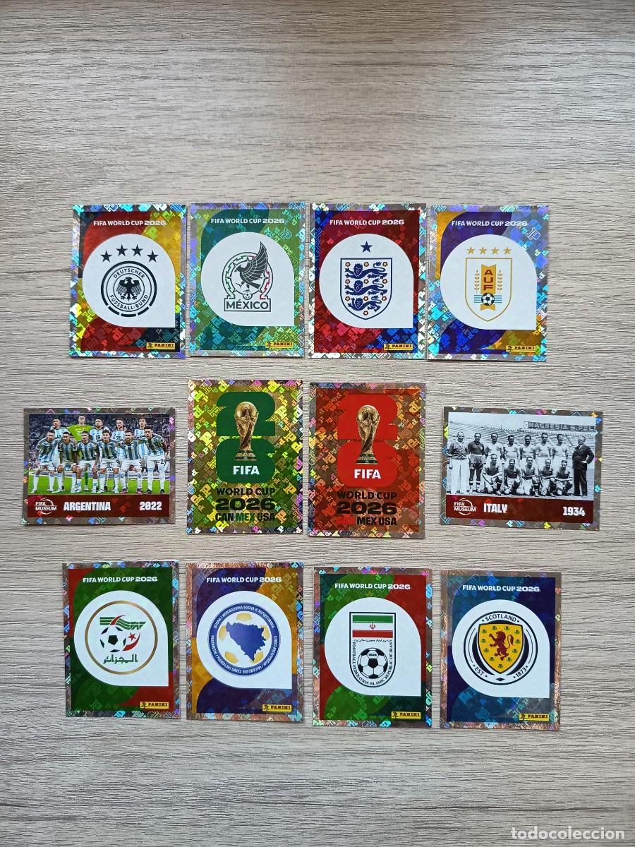 Cromos de F&uacute;tbol: FIFA WORLD CUP MUNDIAL 2026 LOTE 12 STICKERS COPA DEL MUNDO TROFEO 2 COLORES ARGENTINA 22 ITALY 34
