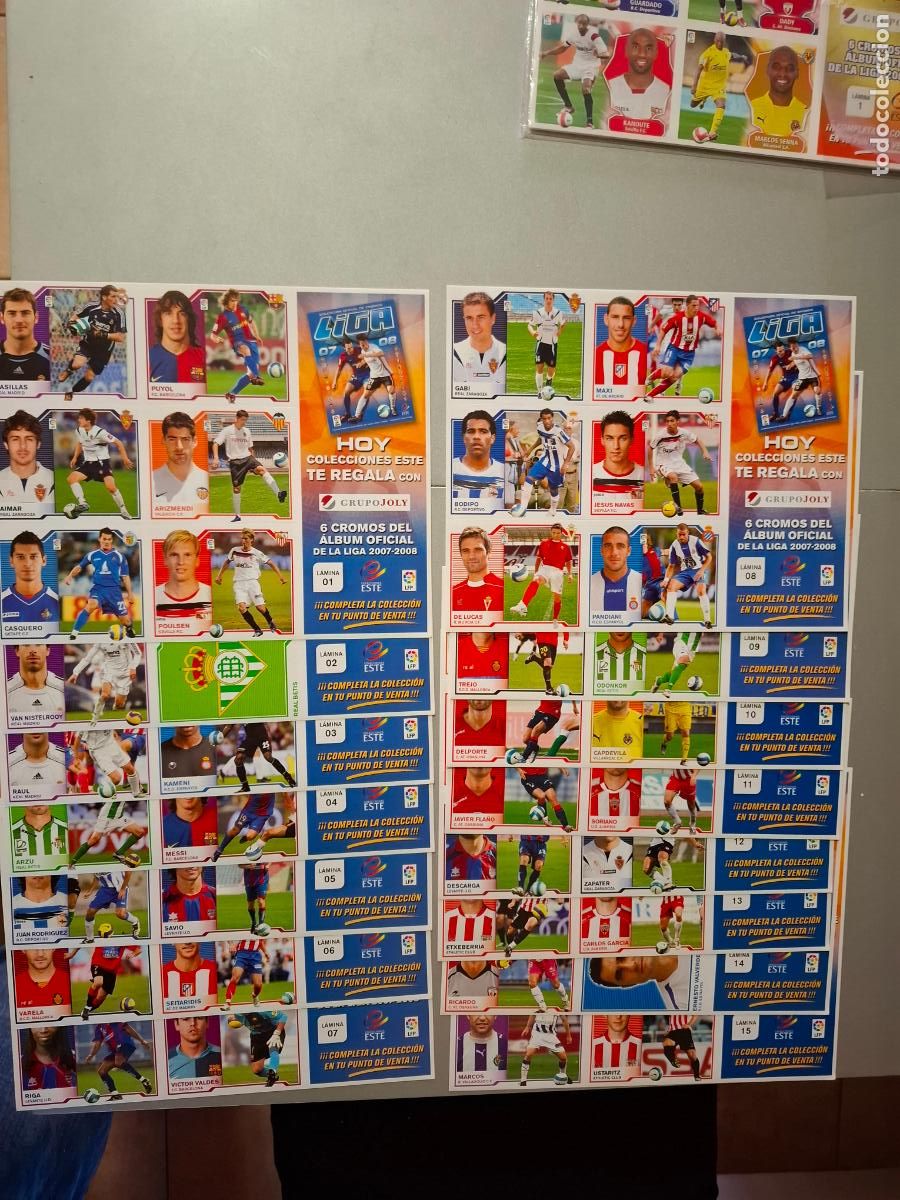 Cromos de F&uacute;tbol: Juego completo 15 Laminas con MESSI Regalo prensa Liga Este 07 08 2007 2008