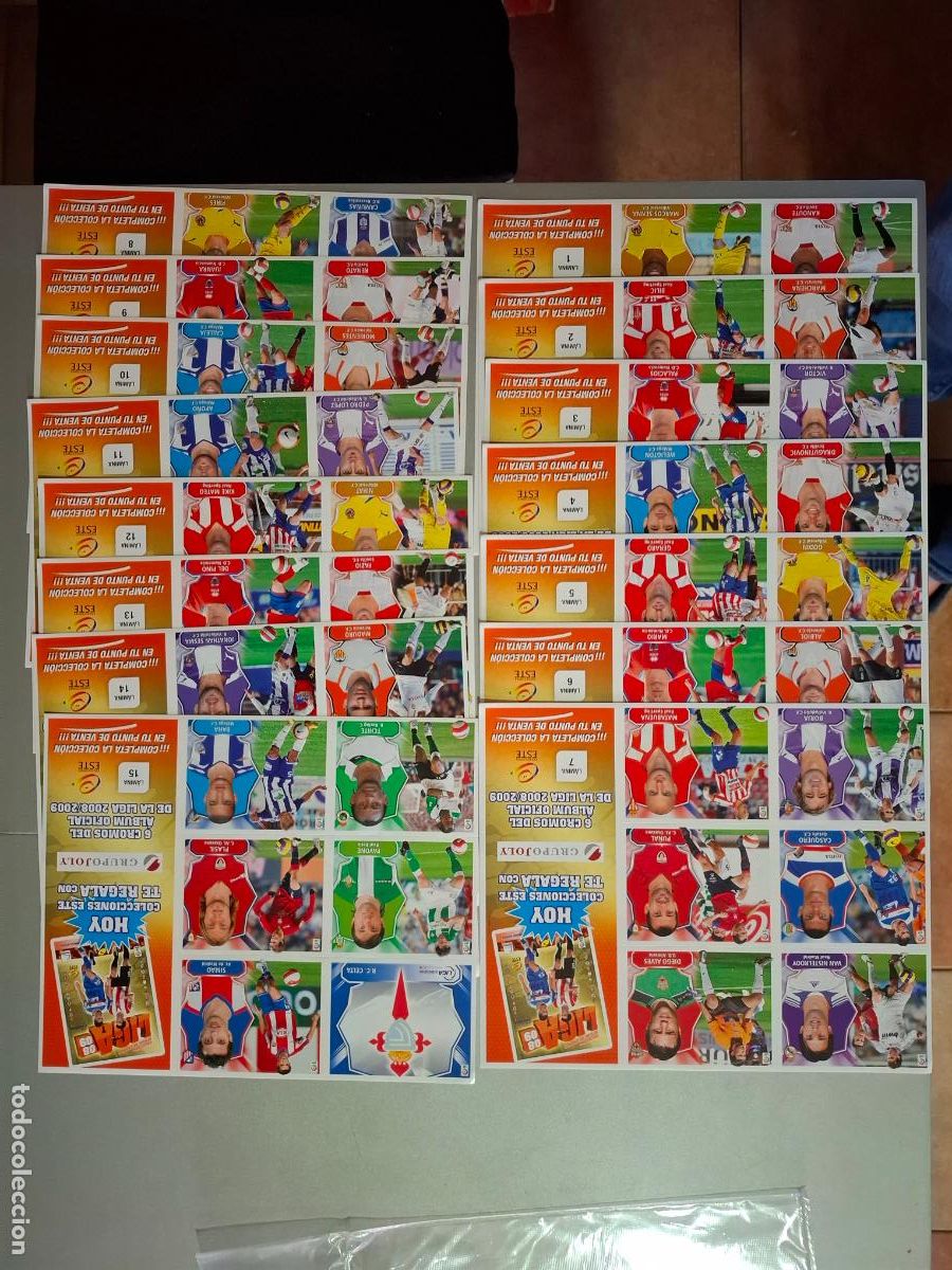 Cromos de F&uacute;tbol: Juego completo 15 Laminas con MESSI Regalo prensa Liga Este 08 09 2008 2009