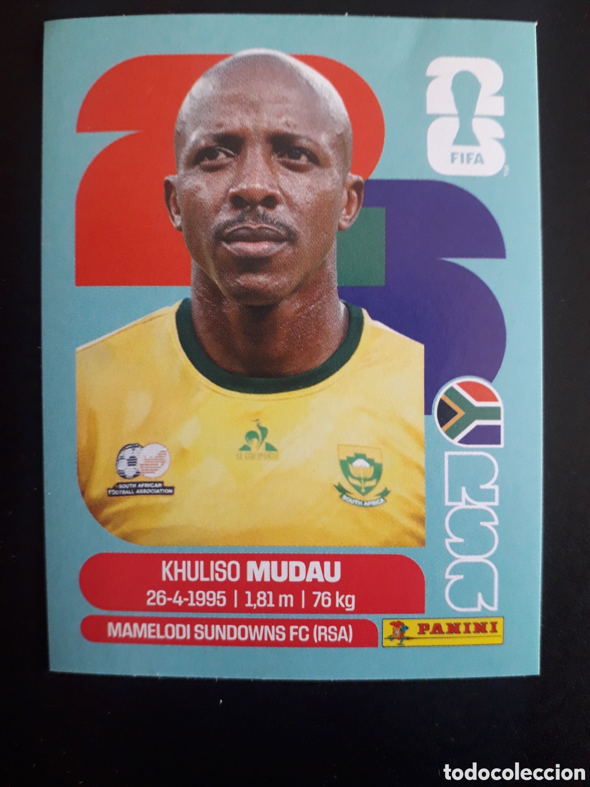 Fu&szlig;ball-Sticker: MUDAU SUD&Aacute;FRICA RSA 9 MUNDIAL F&Uacute;TBOL 2026 FIFA WORLD CUP PANINI SIN PEGAR PEDIDO M&Iacute;NIMO 3&euro;.