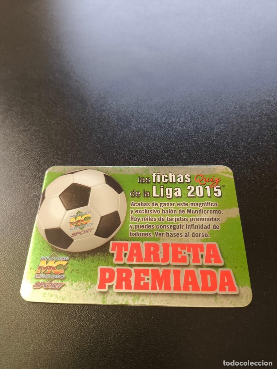 Cromos de F&uacute;tbol: TARJETA PREMIADA LETRAS ROJAS PUNTAS REDONDAS MUNDICROMO LIGA 2014 2015 PLATINUM NO PANINI ESTE
