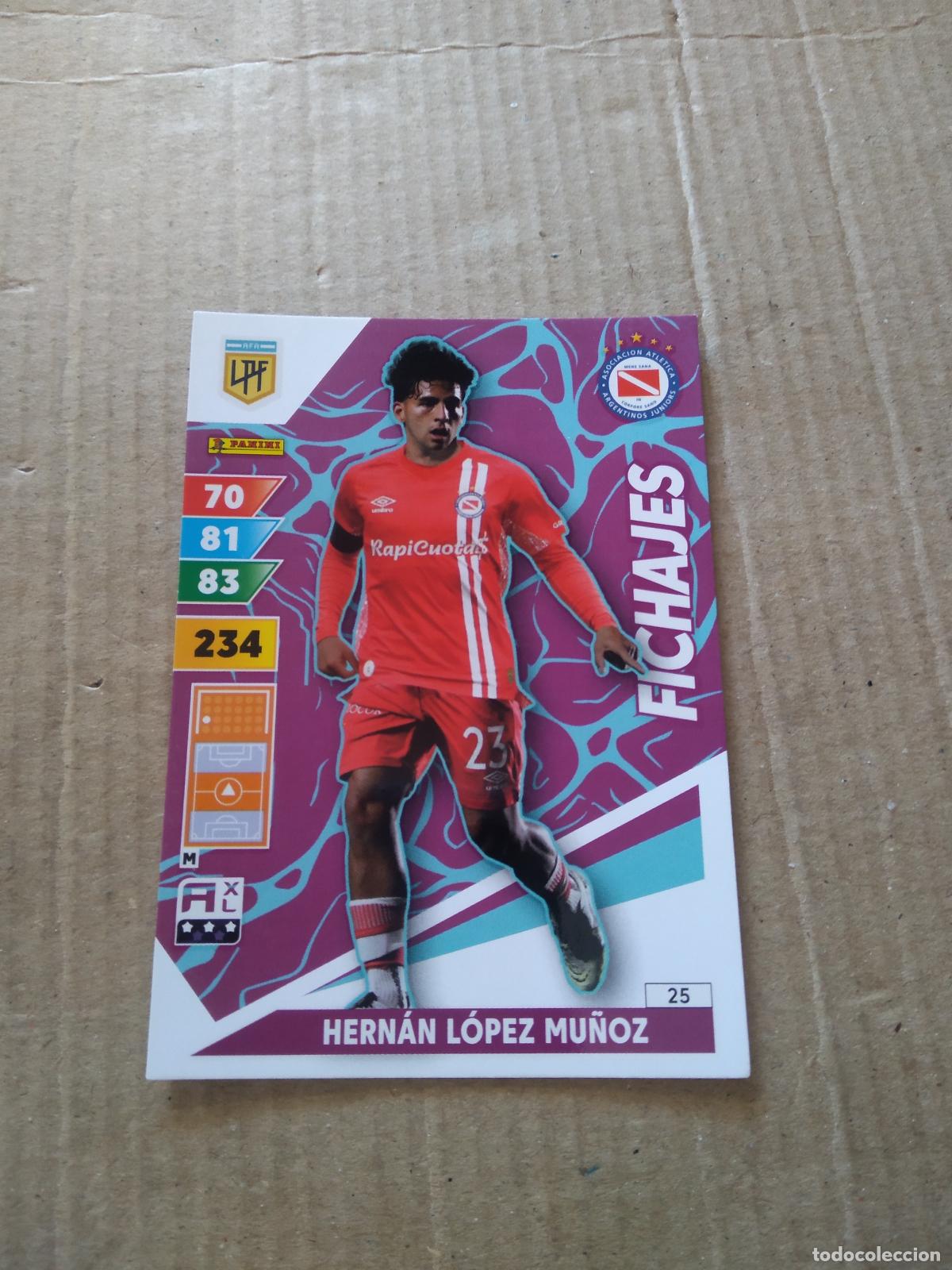 Cromos de F&uacute;tbol: 25 HERNAN LOPEZ MU&Ntilde;OZ ARGENTINOS JUNIORS CROMO FUTBOL PANINI ARGENTINO 2025 LIGA ARGENTINA ADRENALYN