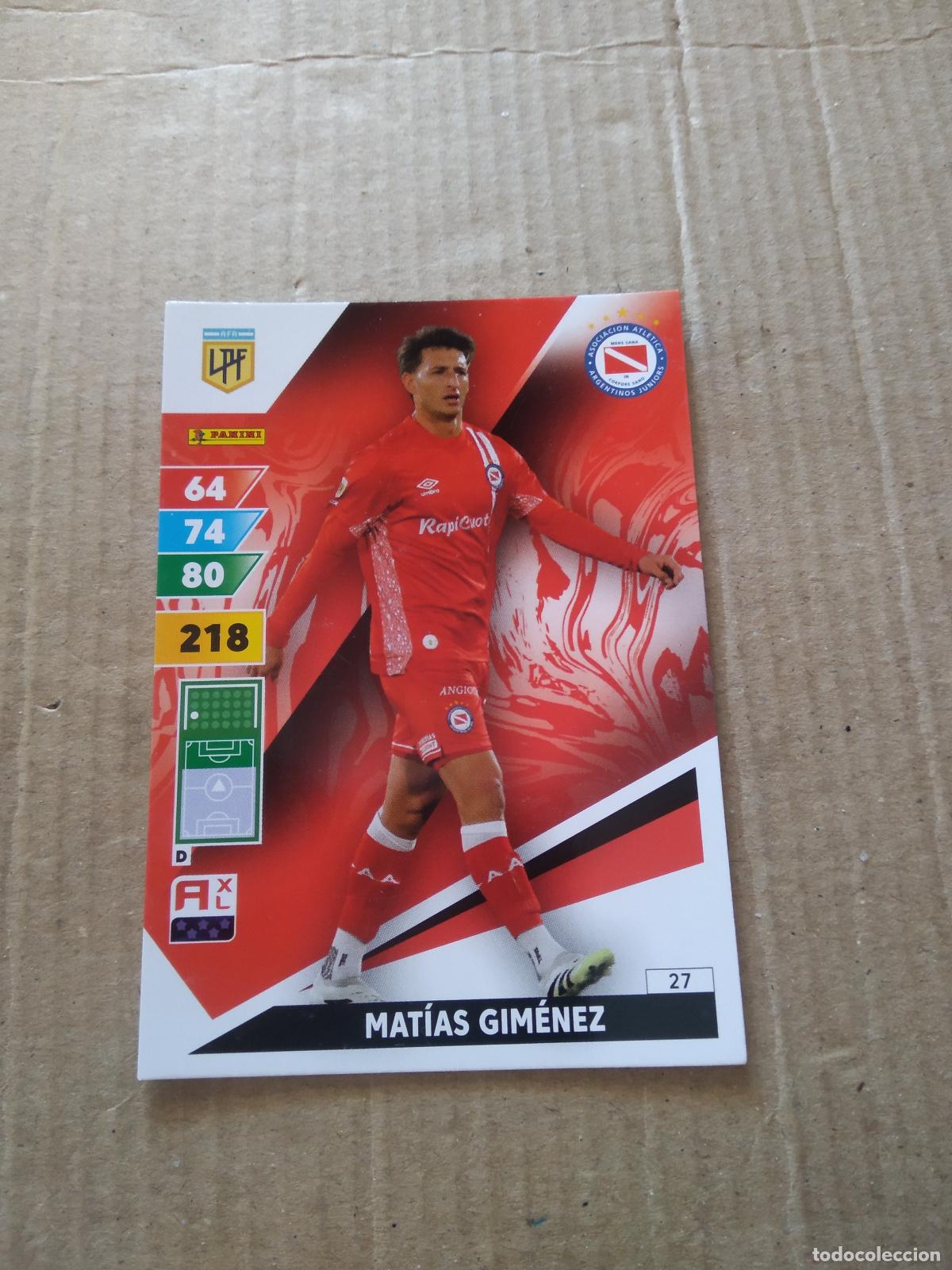 Cromos de F&uacute;tbol: 27 MATIAS GIMENEZ ARGENTINOS JUNIORS CROMO FUTBOL PANINI ARGENTINO 2025 LIGA ARGENTINA ADRENALYN