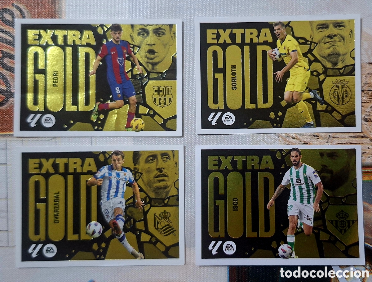 Cromos de F&uacute;tbol: Lote 4 extra gold 2024 2025