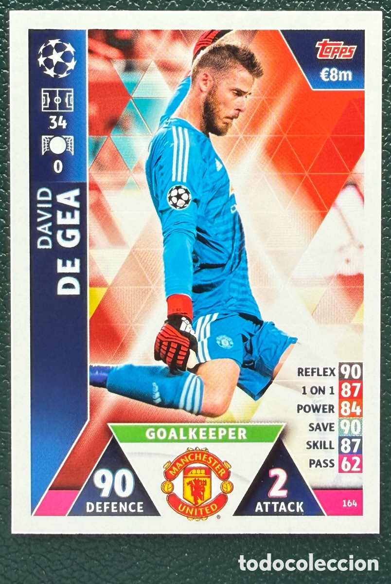 Cartes &agrave; collectionner de Football: 164 DAVID DE GEA MANCHESTER UNITED FICHAS ALBUM MATCH ATTAX CHAMPIONS TOPPS 2018 2019 18 19