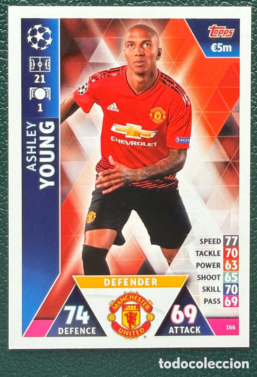 Cartes &agrave; collectionner de Football: 166 ASHLEY YOUNG MANCHESTER UNITED FICHAS ALBUM MATCH ATTAX CHAMPIONS TOPPS 2018 2019 18 19