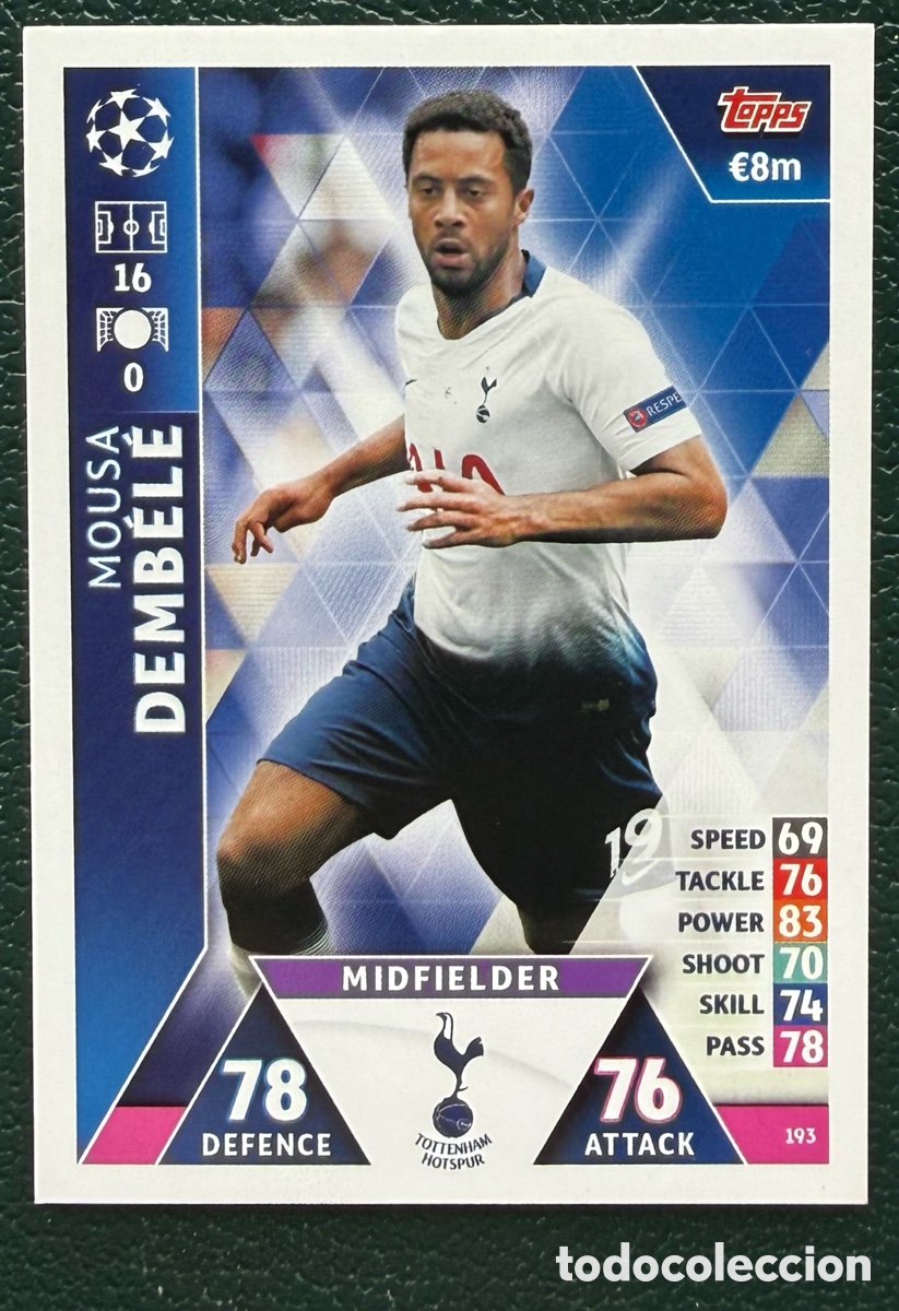 Cartes &agrave; collectionner de Football: 193 MOUSA DEMBELE TOTTENHAM HOTSPUR FICHAS ALBUM MATCH ATTAX CHAMPIONS TOPPS 2018 2019 18 19
