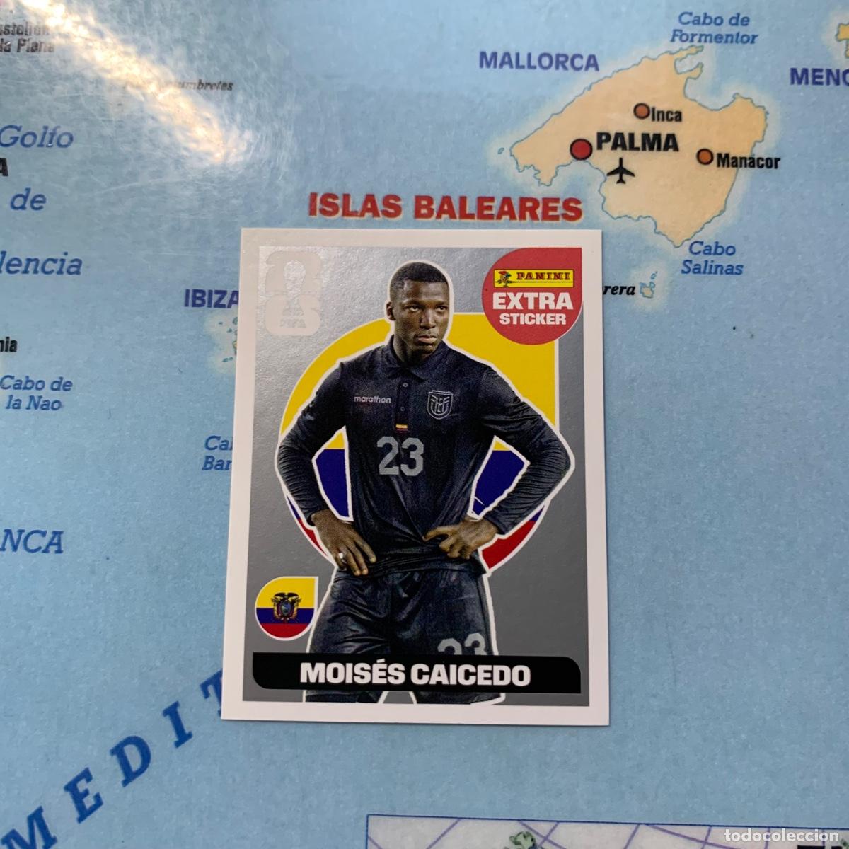 Cromos de F&uacute;tbol: Moises Caicedo extra sticker versi&oacute;n Plata de Ecuador cromo panini Mundial Fifa World Cup 2026