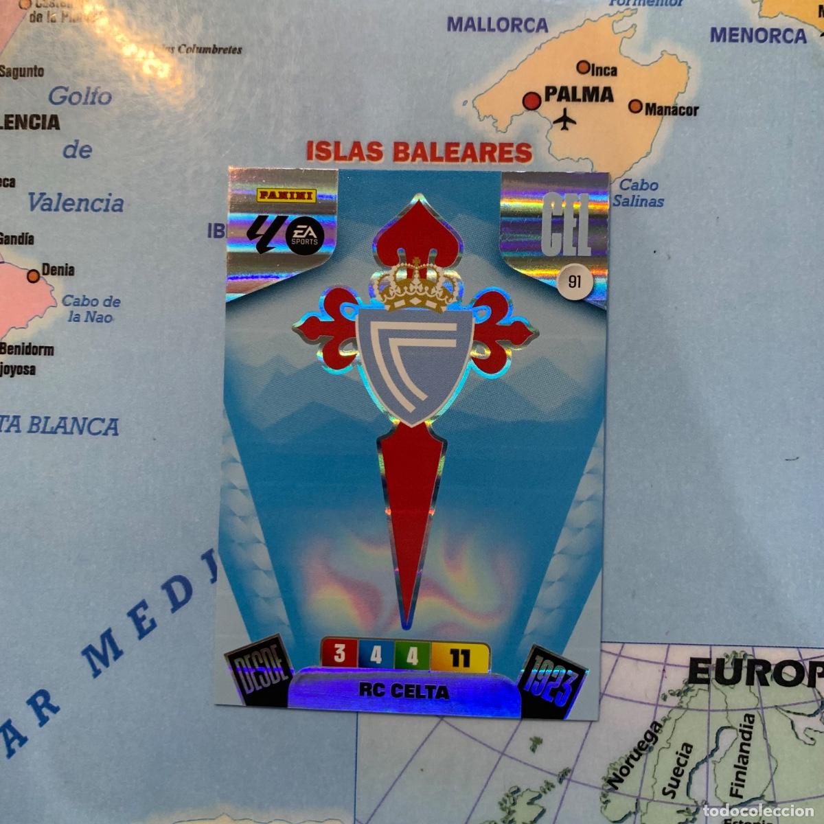 Cromos de F&uacute;tbol: Escudo del celta n&uacute;mero 91 cromo adrenalyn XL 25-26 2025-2026