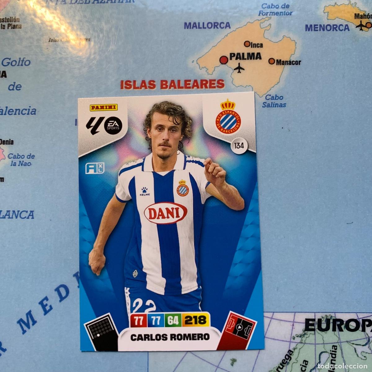 Cromos de F&uacute;tbol: Carlos Romero n&uacute;mero 134 del Espa&ntilde;ol cromo adrenalyn XL 25-26 2025-2026