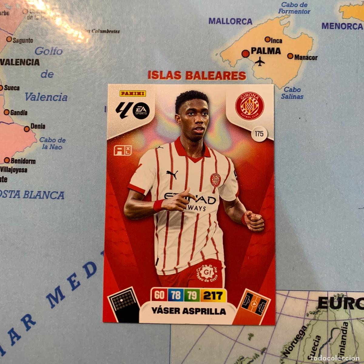 Cromos de F&uacute;tbol: Yaser Asprilla n&uacute;mero 175 del Girona cromo adrenalyn XL 25-26 2025-2026